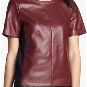 Halogen Red Oxblood Leather Top